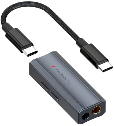 Fosi Audio DS2 USB C a AUX Amplificador de auriculares DAC Dongle 3.5mm Jack Adaptador de audio amplificador portátil con doble salida DSD256 4.4mm balanceada de alta resolución CS43131 Chip