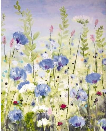 Noel Tatt Notecards Pack of 4 - Lilac Meadow Flowers Design - 1 Design - Four Blank Greetings Cards with Envelopes
