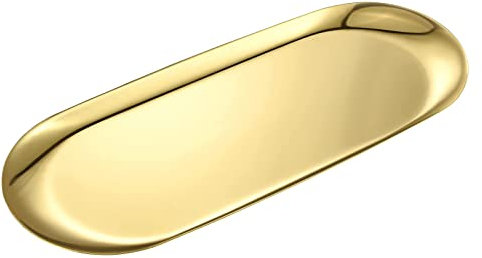 GNCLOUD Gold Tray, Stainless Steel Jewelry Tray, Makeup Cosmetic Trays,Towel Napkin Tray,Tea Fruit Trays (Large)