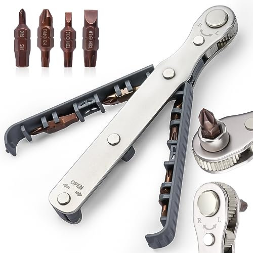 OSDUE Ratschenschlüssel Magnetisch, 134mm 1/4 Zoll Ratschen Wendeschrauber, Mini-ratschen Schraubenschlüssel für Gadgets, Autos, Häuser, Maschinen und andere Geräte