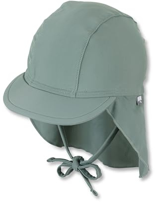 Sterntaler Gorra con Visera para el Cuello, para bebés y niños, con protección para la Nuca y Cinta Adhesiva, protección UV 50+, Gorro de baño, Gorro de baño Unisex, Verde Mate, 51