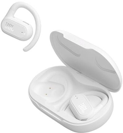 JBL Soundgear Sense, Écouteurs sans fil à conduction aérienne, technologie JBL OpenSound, indice de protection IP54, jusqu'à 24h d'autonomie, blanc