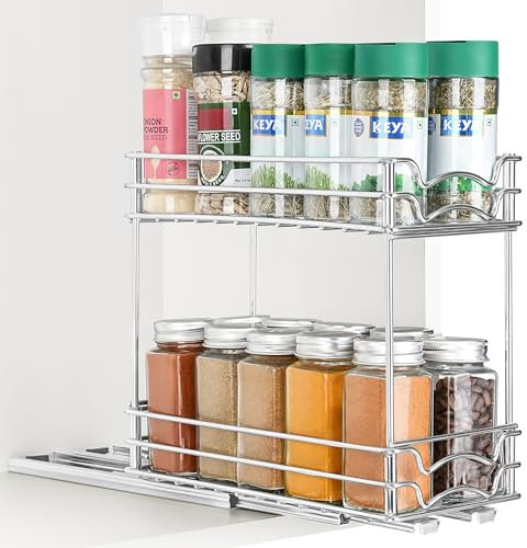 Winter Shore 2-Stufiges Gewürzregal Ausziehbar Schrank - Küchenschrank Organizer Ausziehbar - Unterschrank Regal Ausziehbar - Vertikaler Schrank Organizer Ausziehbar - Auszüge für Küchenschränke