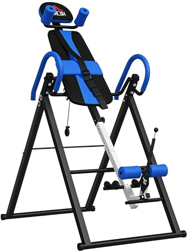 HOMCOM Gravity Inversion Table w/Safety Belt Adjustable Hand Stand Home Back Stretcher Machine For Muscle Pain Relief, Blue
