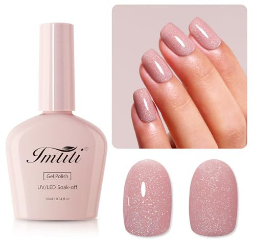 Imtiti UV Nagellack Glitzer, 10ML Nackter Irisierender Glitzer UV Gel Nagellack Soak Off Led Gel Nail Polish Herbst Winter DIY Nagel Kunst Starter Maniküre Salon Gellack Kit