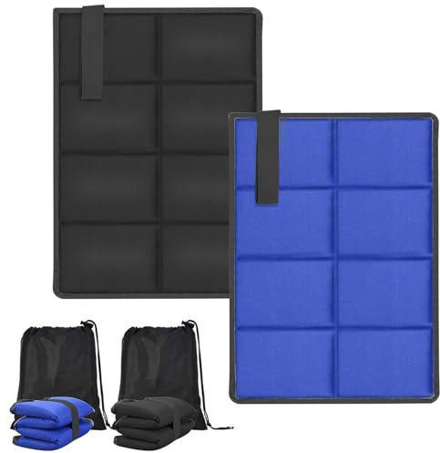Jortmrd Juego de 2 Cojines Plegables Impermeables Térmicos para Exteriores,Almohadillas Portátiles con 2 Bolsas de Almacenamiento para Camping, Senderismo, Picnic, Estadio y Caza (Lavables)