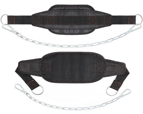 Cintura per sollevamento pesi cintura palestra in neoprene con Supporto Lombare Imbottito, catena in acciaio e 2 moschettoni, cintura powerlifting uomo donna per allenamento di forza, bodybuilding (A)