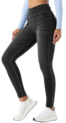 Onsoyours Jeans Donna Vita Alta Jeggings Elasticizzati Yoga Leggins Skinny Jeggings Pantaloni in Denim A Grigio Scuro M