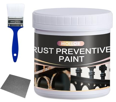 Mollor Convertisseur de rouille 2 en 1 et apprêt métallique, peinture inhibiteur de rouille pour métal, réformateur et joint antirouille ultra automobile, revêtement antirouille durable (500 ml, blanc