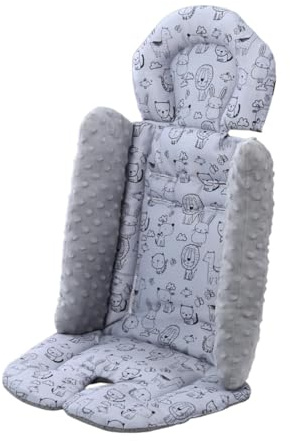 SZLIFE Cuscino per passeggino, cuscino per carrozzina, imbottitura spessa, traspirante, morbido, universale, per materasso e fodera del sedile, Grigio