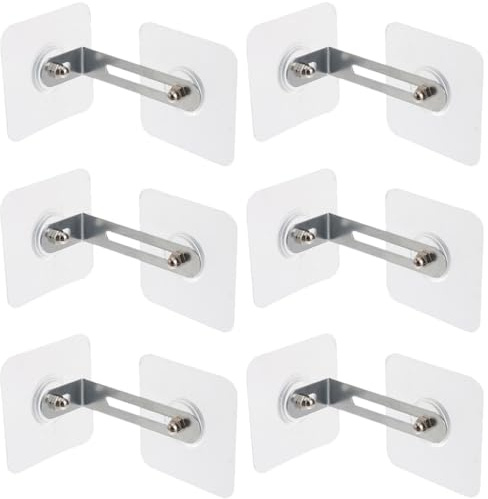 Hoement 6 piezas Kit de Anclajes Adhesivos de Seguridad para Bebés Fijación Antivuelco Muebles sin Taladro para Armarios y Estanterías Protección Pared contra Vuelcos Fácil Instalación