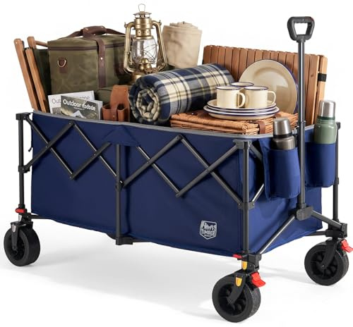 TIMBER RIDGE Festivalvagn på hjul, 300 l, tung campingvagn, hopfällbar vagn, strandvagn, vagn med bromsar, bärbar dragvagn, lätt för utomhus picknick, shopping och fiske