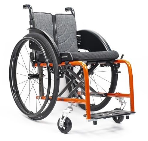 KXPSWGE Sportrullstol, 13 kg, bärbar, aluminium, hopfällbar, transportrullstol, hjul med en knappsutdrag, ultralätt reserullstol för hemmet och på resan (F, sätesbredd 38 cm/15 tum)