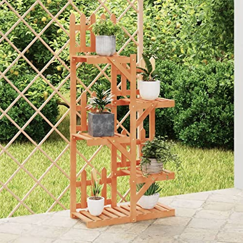 Runheo Support à fleurs en bois de sapin massif 60 x 25 x 130 cm, étagère à plantes avec support mural, escalier à fleurs pour salon, jardin, balcon, terrasse, rangement stable et étagère décorative