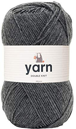 KORBOND DK Grey Yarn - 100g Acrylic Wool - Lightweight, Hypoallergenic & Durable Double Knit Crochet Yarn Knitting Wool (290m Total)