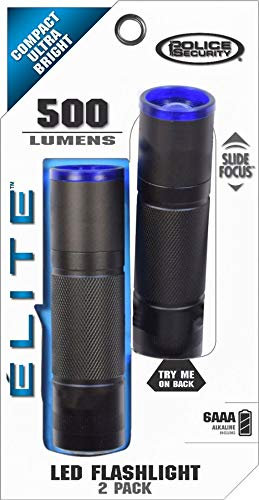 Police Security Compact Elite 500 Lumens LED Storm Flashlight (2-Pack) Black