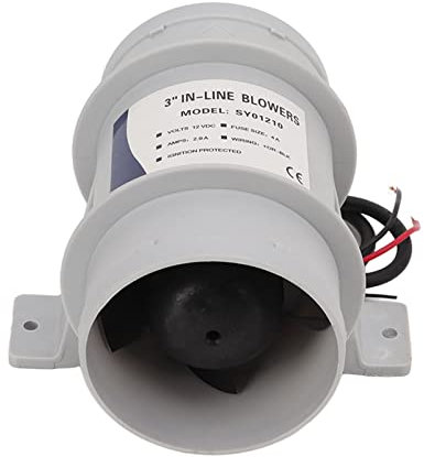 Inline Extractor Fan, 3 Inch 12V High Air Flow In Line Air Blower Inline Blower Fan inline duct fan with Air Flow of 145 CFM for RVs, Boats, and Vents