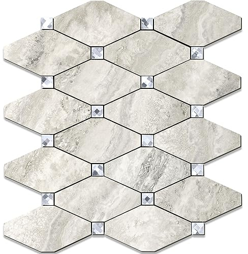 STICKGOO Peel and Stick Backsplash, 10 Sheets Beige Stone Texture Stick on Backsplash, Self Adhesive Wall Tile Sticker