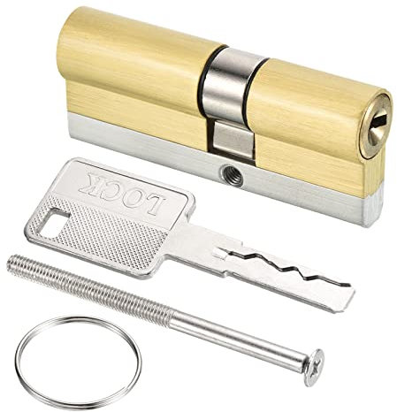 PATIKIL 32,5/42,5 (75mm Total) Europeo Doble Cerradura Cilindro, Puerta Cilindro Cerradura con 8 Llaves para Madera Puertas, Aluminio Puertas