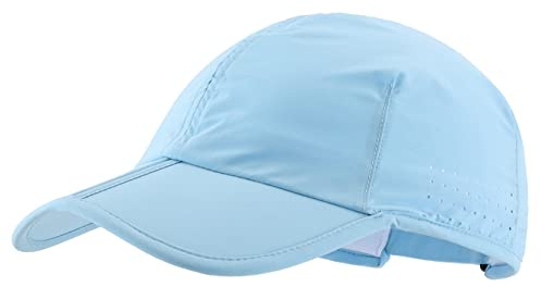 Magracy Mens UPF 50+ Mesh Running Cap Lightweight Water Repellent Sports Hat Foldable Light Blue