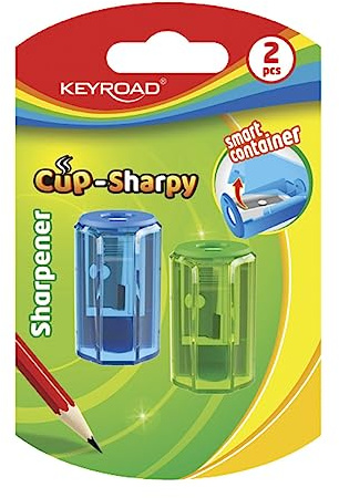 KEYROAD Ergonomischer Anspitzer Einzeln/Klingen aus Stahl/2 Stück/Farbmix