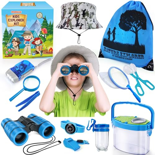 ESSENSON Ensemble Explorateur Extérieur Jouets, Kit Exploration, Jumelles Aventurier pour Enfants