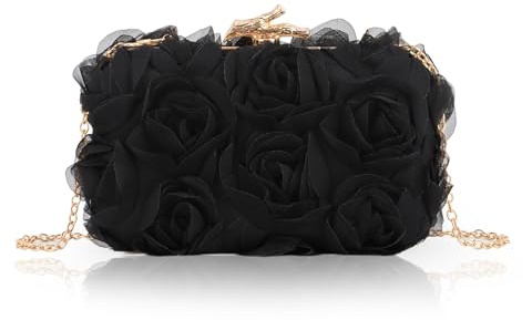 Jywmsc Borsa da Donna con Pochette Borsa da Sera Formale con Fiori in Pizzo Borsa a Tracolla con Tracolla a Catena