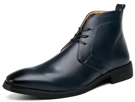 LMUIPMAA Hombre Botas Derby De Negocios Cordón Botas Chukka Formal Botines De Vestir,Azul,41 EU