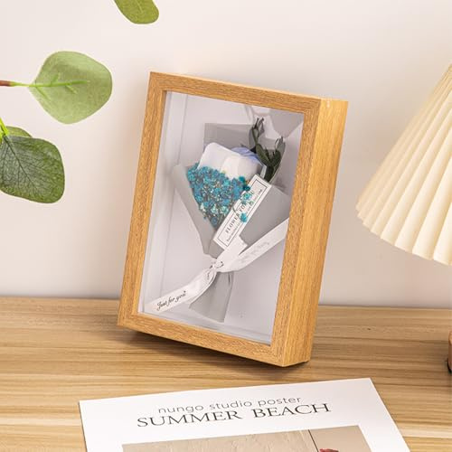 Picture Frames A4 Frame with Mount - Shadow Boxes for Craft Display Wall & Tabletop 3D for Flowers Medal for Tabletop and Wall (Wood430,3CM)