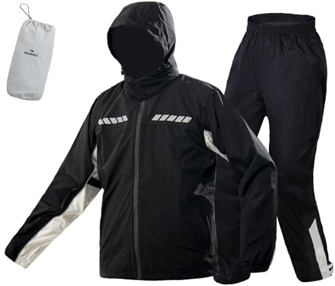 VIKAMAKA Rain Suit for Men Women, Waterproof Rain Jacket Pant for Motorcycle Golf Hiking Cycling Rain Gear Coat (Gray, XL)