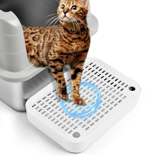 Bartuke Tapis de Rampe pour bac à litière de Chat avec Fonction de filtrage, Marche pour bac à litière de Chat pour Robot autonettoyant, idéal pour Chaton et Chats Plus âgés (Blanc)
