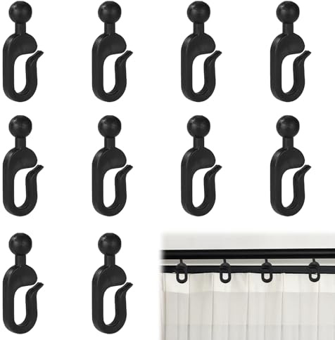 BOULESENM 10 PCS Ganchos para Rieles Cortina,Anillas Deslizantes,Deslizadores para Rieles de Cortina,Anillas para Cortinas Mosquiteras Laterales,Cenadores de Jardín,Mosquiteras Toldos