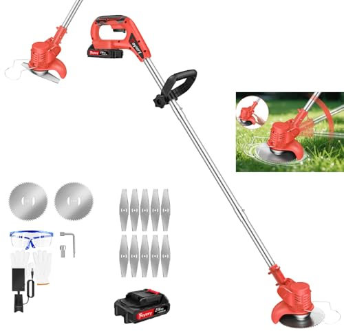 Rasentrimmer Akku Fugenreiniger Unkraut, Rasentrimmer Mit Messer Freischneider Akku Trimmer mit 21V 1,5Ah Wiederaufladbarer Batterie, Sicherheitsschloss-Taste Rasenkantenschneider für Garten, Hof