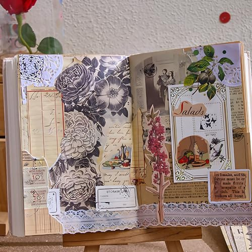 Pilyero 60 Patrones en 120 Piezas Papel Scrapbooking, Papel Decoupage, Scrapbooking Materiales, Estilo Vintage, Adecuado para Crear Revistas, Tarjetas Decorativas, Fondo de Álbum, 14*20cm