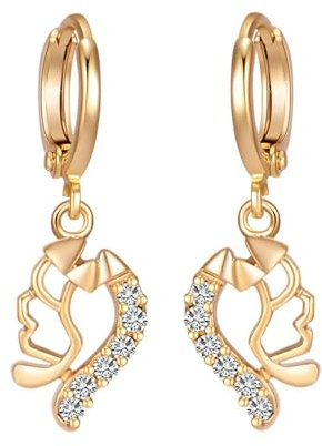 AMDXD Orecchini da donna in oro 9 carati, classici orecchini con moissanite, Au 375, stile Liberty, gioielli in vero oro, Oro giallo 9 carati (375), Moissanite
