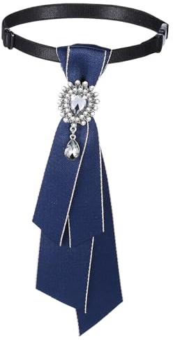 Women's Pre-Tied Neck Tie, Adjustable Vintage Blouse Tie with Crystal Decoration, Elegant Bow Tie for Party, Work, School, Daily Casual Wear