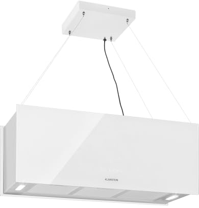 Klarstein Hanging Island Cooker Hood, Extractor Fan for Kitchen Islands, 590m³/h Airflow, Timer, Adjustable Kitchen Extractor Fan with Modern Design, 3 Mode Cooker Hoods, Activated Carbon Filters