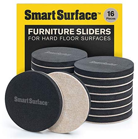 Smart Surface 8130 Hard Surface Reusable Furniture Felt Moving Sliders 3-1/2” Medium Round 16-Pack in Resealable Bag