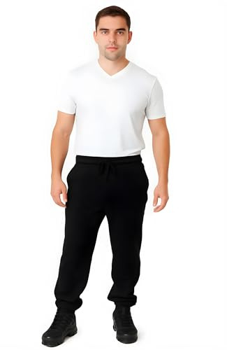 H&F Men's Cuffed Trouser Jogging Pants Tracksuit Bottoms, Casual Joggers for Men UK with Elasticated Cuffs Classic Jog Pants Zip Pockets Size UK S-5XL (UK, Alpha, M, Regular, Regular, Black)