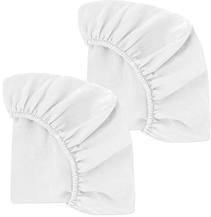 2er-Pack Spannbettlaken für Moseskorb oder Kinderwagen, verstellbar, aus Musselin, Ersatz-Spannbetttuch für Kinderwagen, Moses-Kleidung (weiß-weiß)