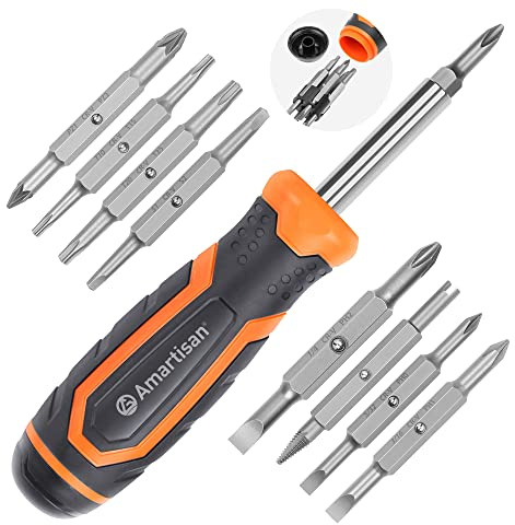 Amartisan 18-in-1 Multi-bit Screwdriver Set Tool All in One, Portable Multi-Purpose Screwdriver, Slotted/Philips/Pozi/Torx/Square,Nut Driver
