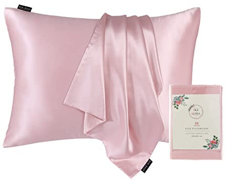 Silk Sutra 100% Pure Mulberry Silk Pillowcase for Hair and Skin, Premium 22 Momme Grade 6A Silk on Both Sides, Hidden Zipper Closure (50x75CM - 1 PC Pillowcase, Rose Gold)