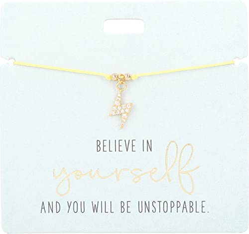 Depesche 11837-006 - Pulsera en Amarillo Cree en ti y serás imparable. con Colgante Dorado y Perla Decorativa, Longitud Variable, Ideal como Idea de Regalo