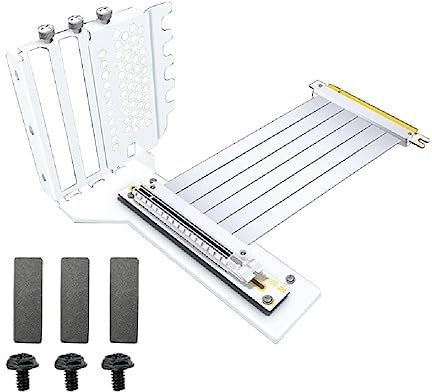 Ruarby Vertikale Grafikkarten Halterung GPU Grafikkarte VGA Unterstützung Halter Set Mit PCIe Kabel Grafikkartenhalterung (White)