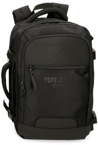Pepe Jeans Bromley Kabinenrucksack, tragbar, 15,6 Zoll, Schwarz, 30 x 44 x 18 cm, Polyester, Handgepäck, Schwarz, Talla única, Kabinenrucksack