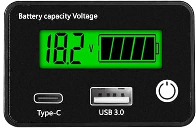 DeWin 12 V batteriladdningsindikator, batteriräknare, USB-batterikapacitetstestare och typ C litiumbly-batteriindikator 12 V 24 V