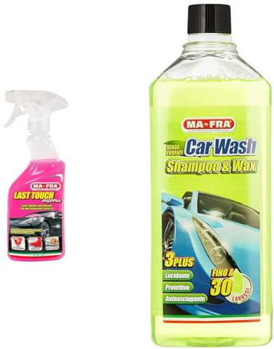 Ma-Fra, Last Touch Express, Cera Liquida per Carrozzeria Auto, Azione Pulente e Protettiva & CarWash, Shampoo e Cera, Lucidante, Protettivo e Autoasciugante, H0543+H0930