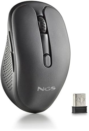 NGS | EVO Peep Ratón Láser Inalámbrico Recargable, Multimodo 2,4 GHz + Bluetooth 5.1, USB-A, Botones Silenciosos, DPI Ajustable 1200/1600/2400/3200, Ergonomía Diestros, Sensor Láser