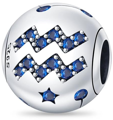 Geralin Gioielli Ciondolo da donna con segno zodiacale Acquario, in argento Sterling 925, perla di metallo, per donne, ragazze, idee regalo creative e originali, Zirconia cubica, Zirconia cubica