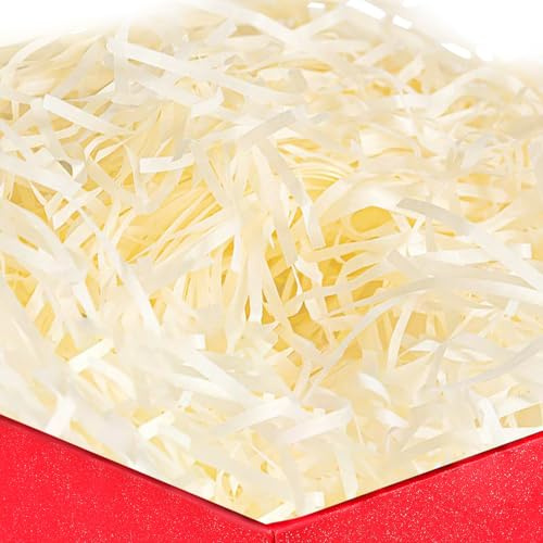 200g Carta Velina Tagliuzzata, Carta Velina Tagliuzzata Raffia, Raffia Cestino Per Regali Di Riempimento, Riempimento Regalo Imballaggio Decorazione Forniture Per Feste (Fuori Bianco)
